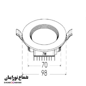 چراغ توکار سولاریس ۷ وات دایره‌ای پارس شعاع توس