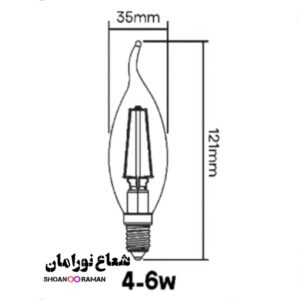 لامپ LED اشکی ۶ وات فیلامنتی پارس شعاع توس (رویالوکس) پایه E14