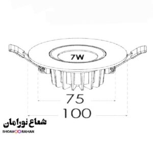 چراغ توکار چشمی 7 وات متحرک SMD دایره ای پارس شعاع توس