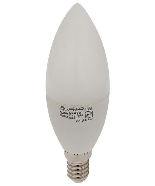 لامپ LED شمعی ۶ وات مات پارس شعاع توس E14