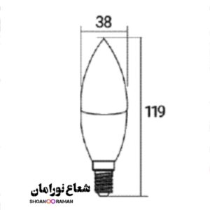 لامپ LED شمعی ۶ وات مات پارس شعاع توس E14