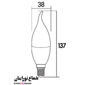 لامپ LED اشکی ۶ وات مات پارس شعاع توس E14