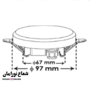 چراغ توکار ضد آب آبسان ۷ وات دایره‌ای پارس شعاع توس