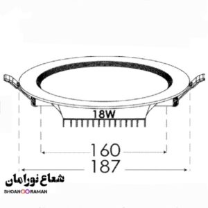 چراغ توکار سولاریس 18 وات دایره‌ای پارس شعاع توس