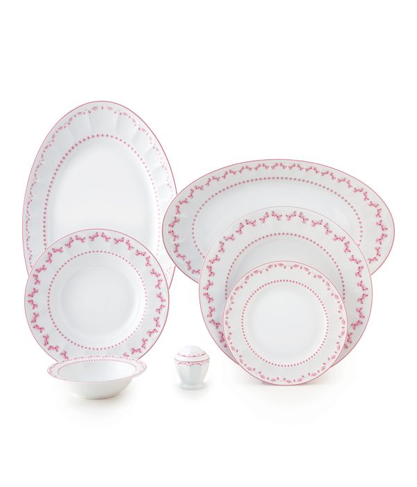 سرویس چینی زرین ۲۹ پارچه غذاخوری نئوکلاسیک فرانسیس صورتی