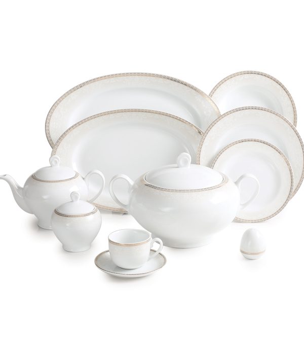 سرویس چینی زرین ۱۰۲ پارچه کامل ایتالیااف ریوا طلایی