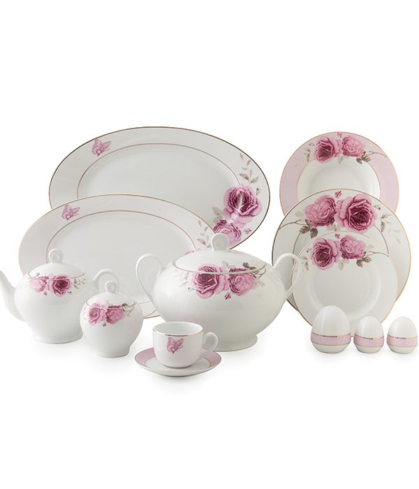 سرویس چینی زرین ۱۰۲ پارچه کامل ایتالیااف رزفلاور