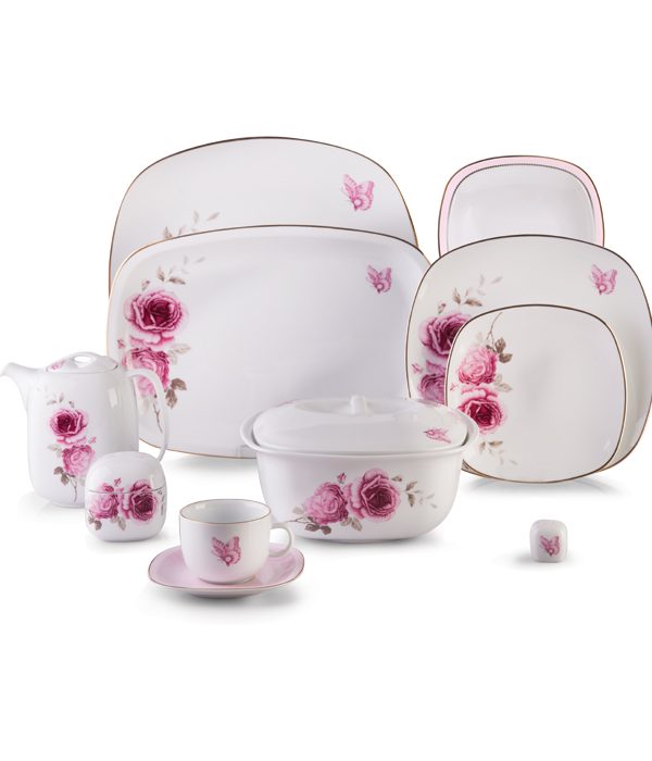 سرویس چینی زرین ۹۸ پارچه کامل کواترو رزفلاور