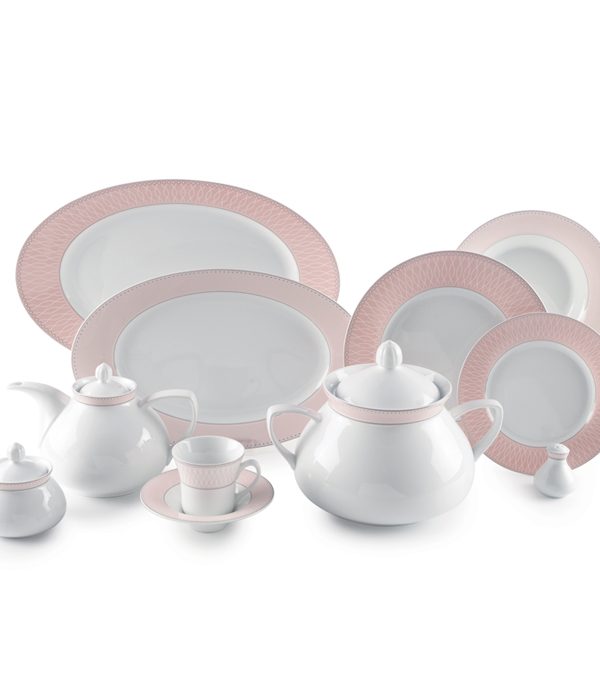 سرویس چینی زرین ۱۰۸ پارچه کامل شهرزاد ژانتی صورتی