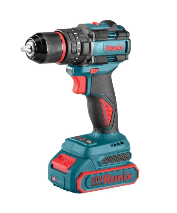 دریل شارژی براشلس 20 ولت 13 میلیمتری رونیکس مدل 8670 با کیف