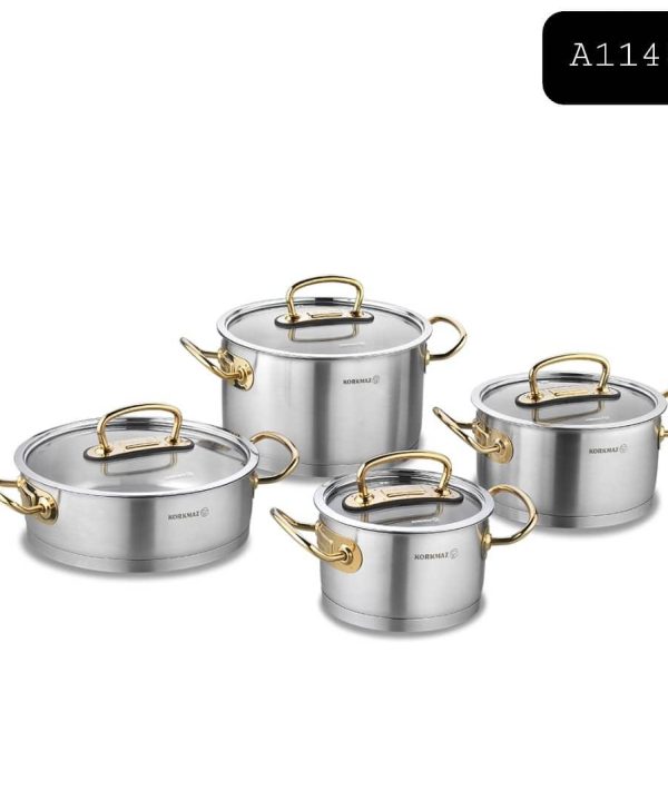 سرویس قابلمه ۸ پارچه کرکماز مدل پرولین دسته گلد Proline A1148